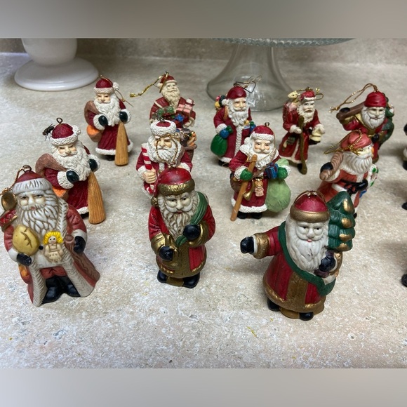 Santa Ornaments Lot Of 20 Porcelain 3 Inches Tall Christmas Tree Decor